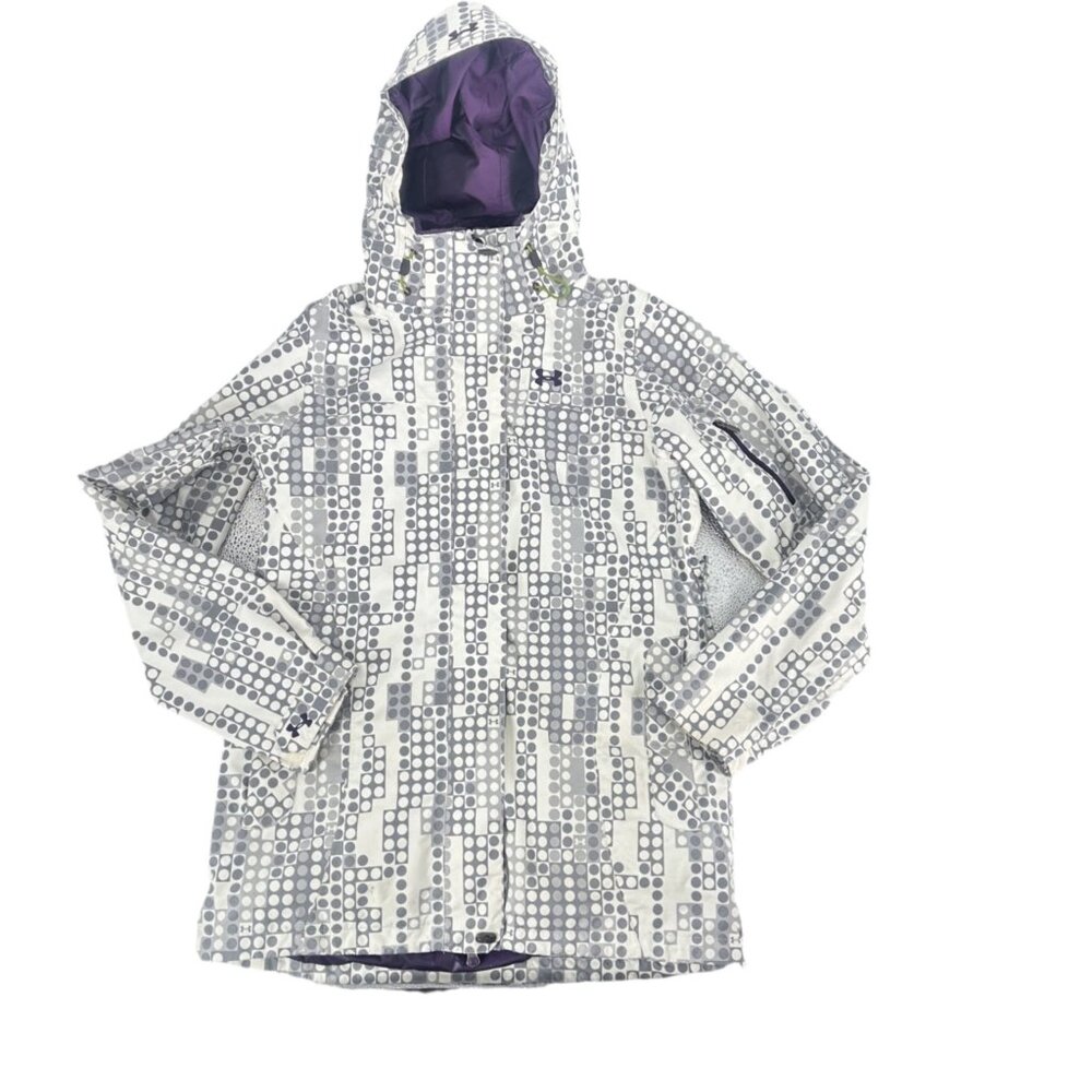 Under Armour Insulated Waterproof Ski Jacket Small White Gray Dot - Picture 7 of 8